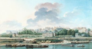 Le Quai et le Village de Passy, vus de la rive gauche by Nicolas Jean-Baptiste Raguenet Oil Painting