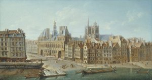 L'Hotel de Ville et la place de Greve Oil painting by Nicolas Jean-Baptiste Raguenet