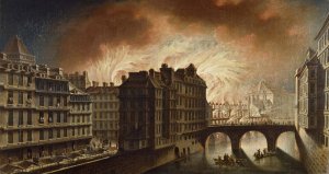L'incendie de l'Hotel-Dieu en 1772 by Nicolas Jean-Baptiste Raguenet Oil Painting