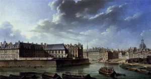 The Eastern Tip of Ile Saint-Louis by Nicolas-Jean-Baptiste Raguenet - Oil Painting Reproduction