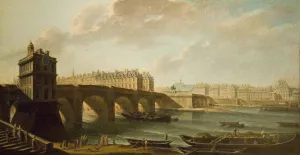 The Pont Neuf and the Samaritaine by Nicolas-Jean-Baptiste Raguenet - Oil Painting Reproduction
