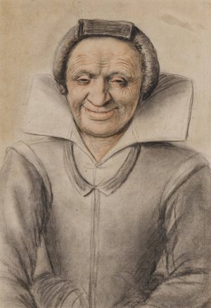 Portrait of an old woman smiling by Nicolas Lagneau Oil Painting