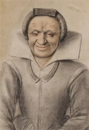 Portrait of an old woman smiling by Nicolas Lagneau Oil Painting