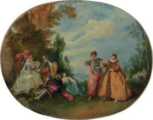 An outdoor concert with the Beautiful Greek and the Amorous Turk by Nicolas Lancret Oil Painting