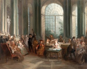 Concert in the Oval Salon of Pierre Crozat's Chateau at Montmorency by Nicolas Lancret Oil Painting