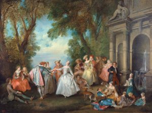 Dance before a Fountain by Nicolas Lancret Oil Painting
