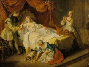 Le petit chien qui secoue de l'argent et des pierreries by Nicolas Lancret Oil Painting