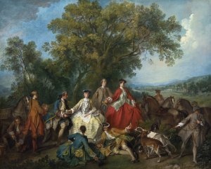 Picnic after the Hunt by Nicolas Lancret Oil Painting