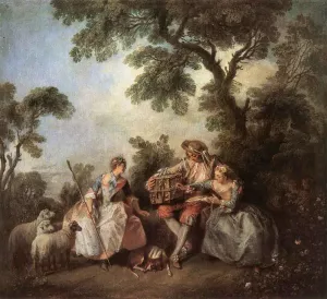 The Bird Cage painting by Nicolas Lancret