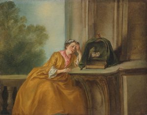 The Caged Bird by Nicolas Lancret Oil Painting