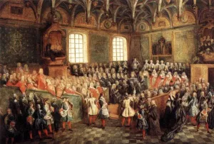 The Seat of Justice in the Parliament of Paris in 1723 painting by Nicolas Lancret