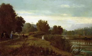 A Shepherd with His Flock by Nicolas Louis Cabat - Oil Painting Reproduction