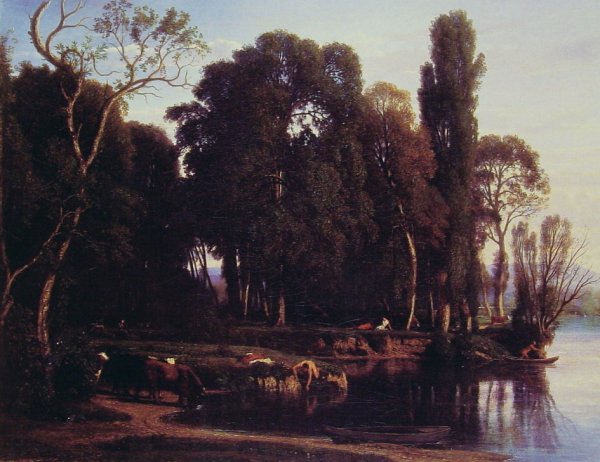 Pastoral Scene by Nicolas Louis Cabat - Hand-Painted Oil Painting Reproduction