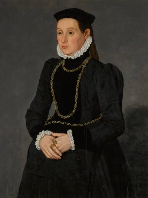Portrait of a lady, possibly Margaretha Mertha, wife of Hendrik Pilgram by Nicolas Neufchatel Oil Painting
