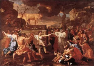 Adoration of the Golden Calf by Nicolas Poussin - Oil Painting Reproduction