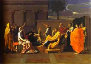 Baby Moses Trampling on the Pharaoh's Crown by Nicolas Poussin - Oil Painting Reproduction