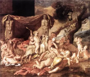 Bacchanal of Putti by Nicolas Poussin Oil Painting