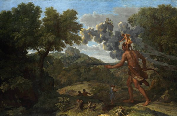 Main Product Photo of Blind Orion Searching For The Rising Sun  Painting by Nicolas Poussin