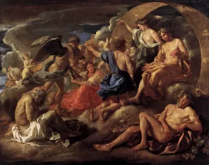 Helios and Phaethon with Saturn and the Four Seasons by Nicolas Poussin - Oil Painting Reproduction