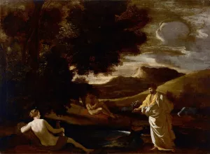 King Midas Turns An Oak Branch To gold by Nicolas Poussin Oil Painting