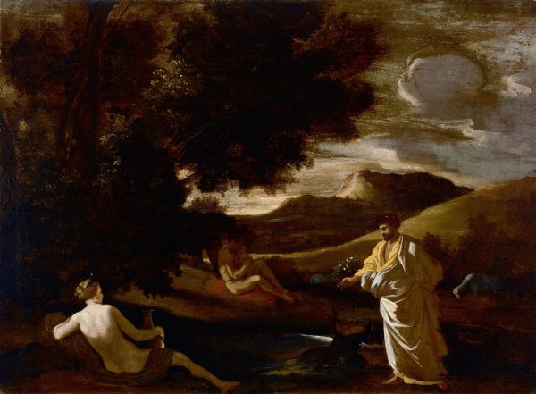 Main Product Photo of King Midas Turns An Oak Branch To gold  Painting by Nicolas Poussin