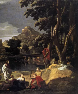 Landscape with Orpheus and Euridice Detail by Nicolas Poussin - Oil Painting Reproduction
