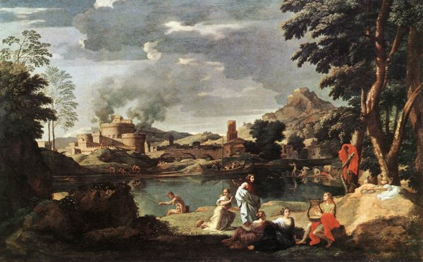 Landscape with Orpheus and Euridice by Nicolas Poussin - Hand-Painted Oil Painting Reproduction