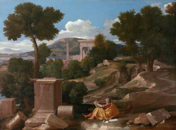 Main Product Photo of Landscape with Saint John on Patmos  Painting by Nicolas Poussin