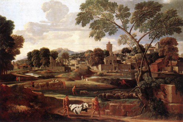 Main Product Photo of Landscape with the Funeral of Phocion Painting by Nicolas Poussin