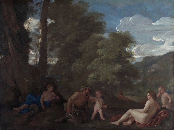 Main Product Photo of Nymphs and a Satyr  Painting by Nicolas Poussin