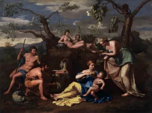 Nymphs Feeding the Child Jupiter painting by Nicolas Poussin