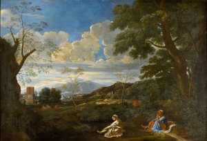 Paysage avec la femme qui se lave les pieds by Nicolas Poussin Oil Painting