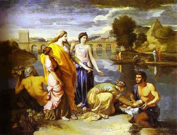 Main Product Photo of Pharaoh's Daughter Finds Baby Moses Painting by Nicolas Poussin