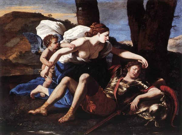Main Product Photo of Rinaldo and Armida Painting by Nicolas Poussin