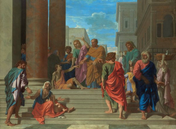 Main Product Photo of Saints Peter and John Healing the Lame Man  Painting by Nicolas Poussin