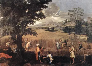 Summer Ruth and Boaz by Nicolas Poussin - Oil Painting Reproduction