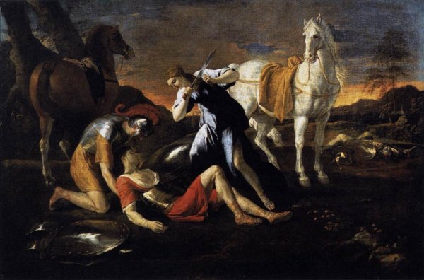 Main Product Photo of Tancred and Erminia Painting by Nicolas Poussin