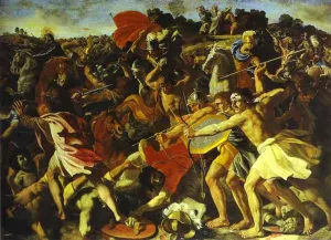The Battle of Joshua with Amalekites by Nicolas Poussin - Oil Painting Reproduction
