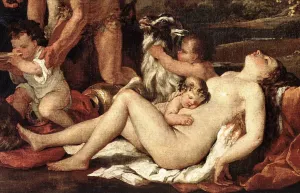 The Nurture of Bacchus Detail painting by Nicolas Poussin