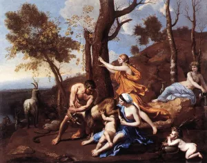 The Nurture of Jupiter by Nicolas Poussin - Oil Painting Reproduction