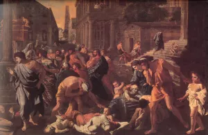 The Plague of Ashdod - Detail Oil painting by Nicolas Poussin