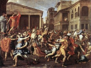 The Rape of the Sabine Women by Nicolas Poussin Oil Painting