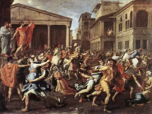 The Rape of the Sabine Women by Nicolas Poussin Oil Painting