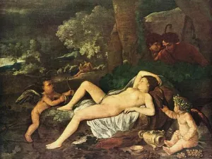 The Sleeping Venus and Cupid by Nicolas Poussin - Oil Painting Reproduction