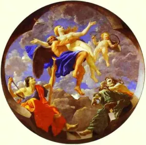 Time Revealing Truth with Envy and Discord Oil painting by Nicolas Poussin