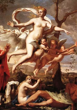 Venus Presenting Arms to Aeneas Detail by Nicolas Poussin - Oil Painting Reproduction