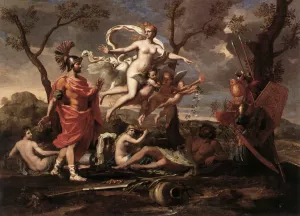 Venus Presenting Arms to Aeneas by Nicolas Poussin - Oil Painting Reproduction
