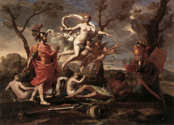 Main Product Photo of Venus Presenting Arms to Aeneas Painting by Nicolas Poussin