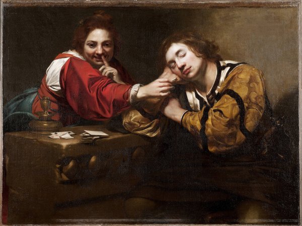 Sleeper Awakened by a Young Woman with Fire  by Nicolas Regnier - Hand-Painted Oil Painting Reproduction