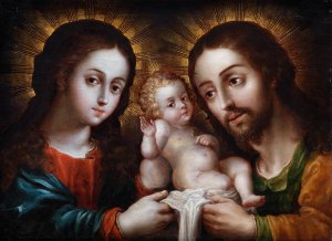 The Holy Family by Nicolas Rodriguez Juarez Oil Painting